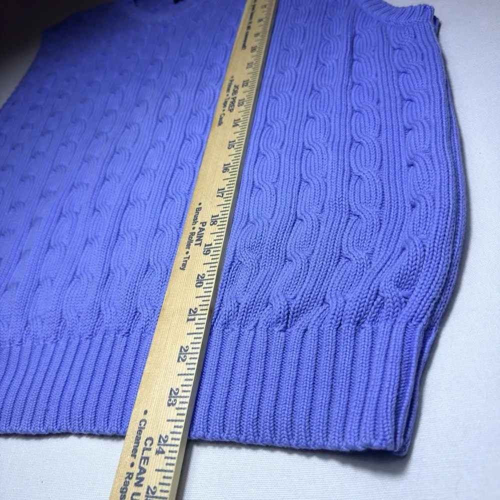 Polo Ralph Lauren Large Cable Knit Sweater Blue Pink Pony Preppy Vintage Vest